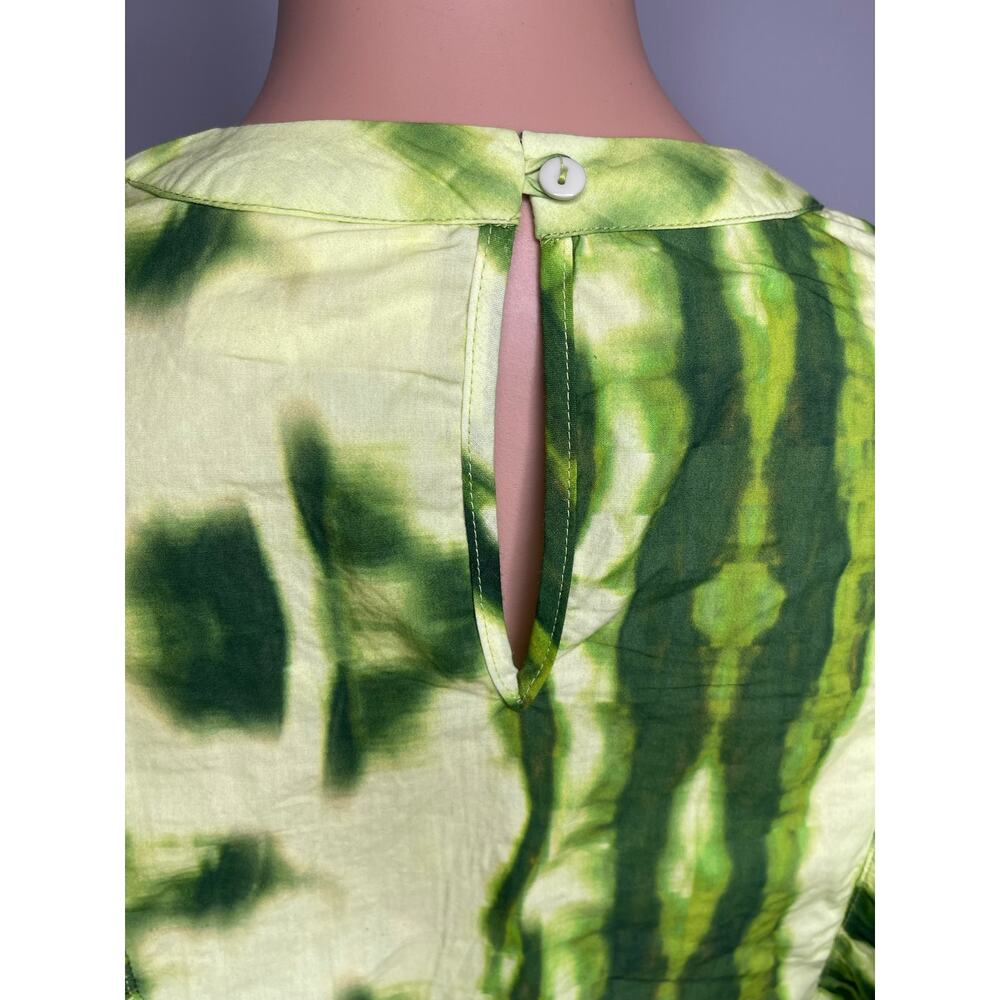 Anthropologie Samant Chauhan Emillia Ruffle Tie-Dye Blouse Size XS Green Boho - Picture 9 of 13
